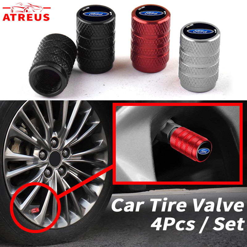 4 Pcs Ford Tampas Da Válvula Do Pneu De Carro Peças De Metal Automotivo Carro Acessórios Para Ford Ka Focus mk2 Ranger new Fiesta Fusion Ecosport Edge