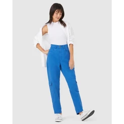 Calça Feminina Slouchy Bolso Lateral Em Sarja 100% Algodão