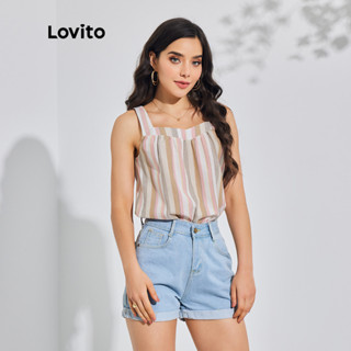 Lovito Regata Feminina Com Estampa Listrada Boho LBL08006
