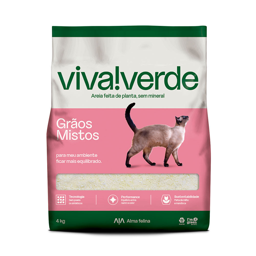 Areia Higiênica Biodegradável Viva Verde Grãos Mistos Gatos 4kg em Oferta na Shopee