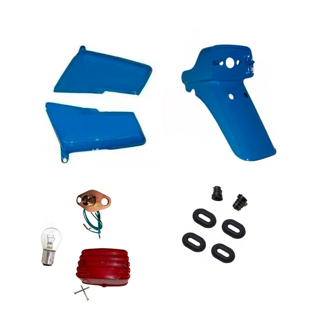 Tampa lateral CG 125 83 até 89 Azul Paralama traseiro lente lanterna travas fixação