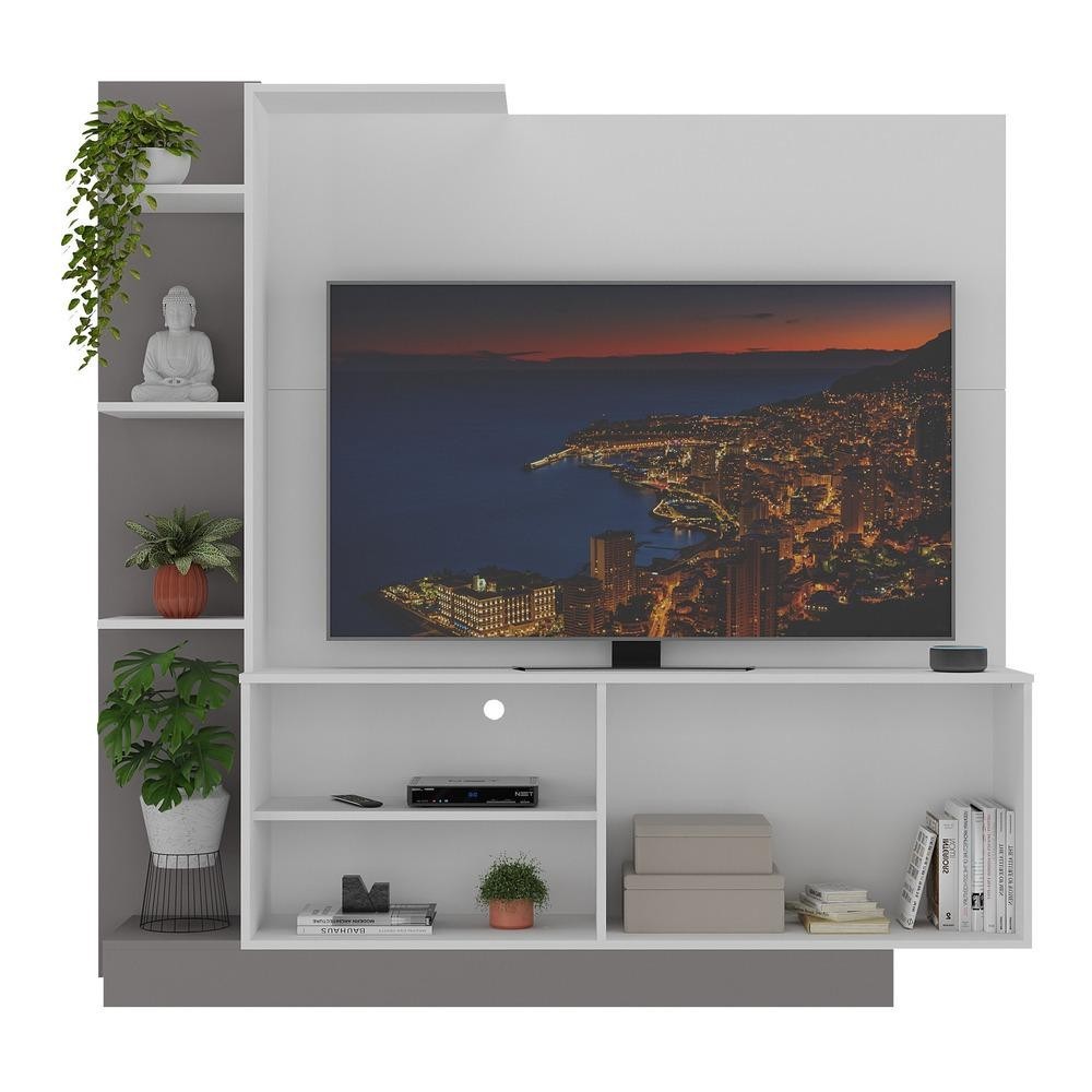 Estante com Painel TV 55" e 2 portas Denver Multimóveis Branco/ Lacca Fumê · foto 2