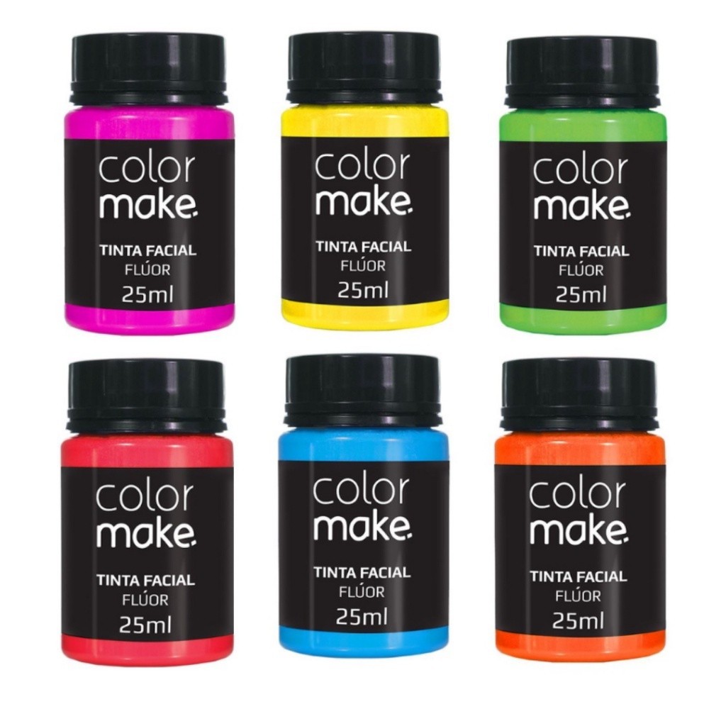 6 Tintas Líquida Fluorescente 25ml Colormake (Todas as Cores)