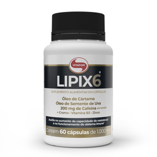 Lipix 6 60 Capsulas 1000mg cafeina Oleo de cártamo óleo de semente de uva Vitafor