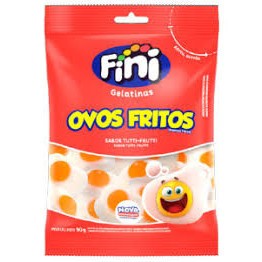 Bala de gelatina ovos fritos sabor tutti-frutti Pacote com 90g - Fini
