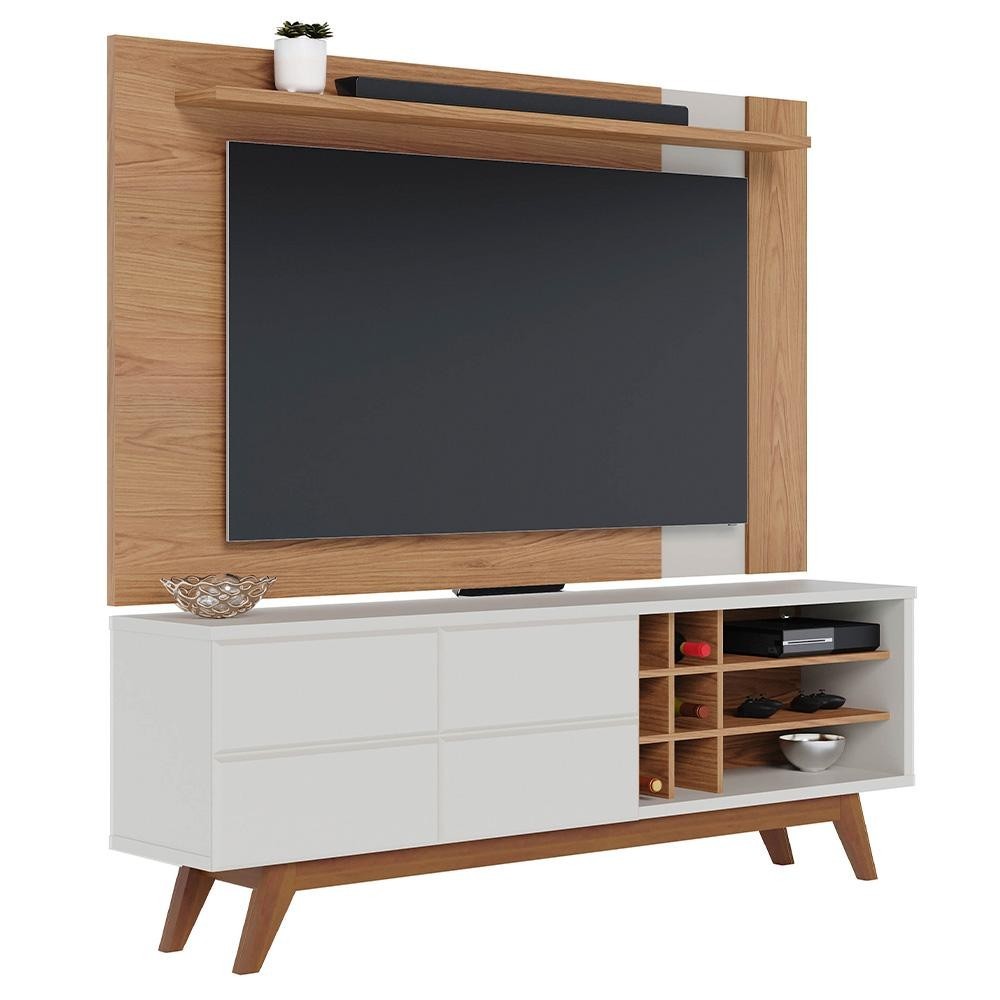 Rack para Sala Norena com Painel para TV 70 Pol. Amélie C05 Freijó/Off White Matte - Mpozenato