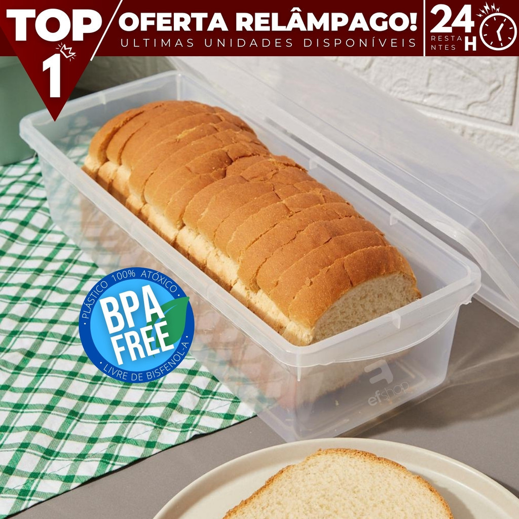 OFERTA Porta Pão Translúcido Plástico Multiuso Universal Usual Utilidades Material Resistente Livre de BPA