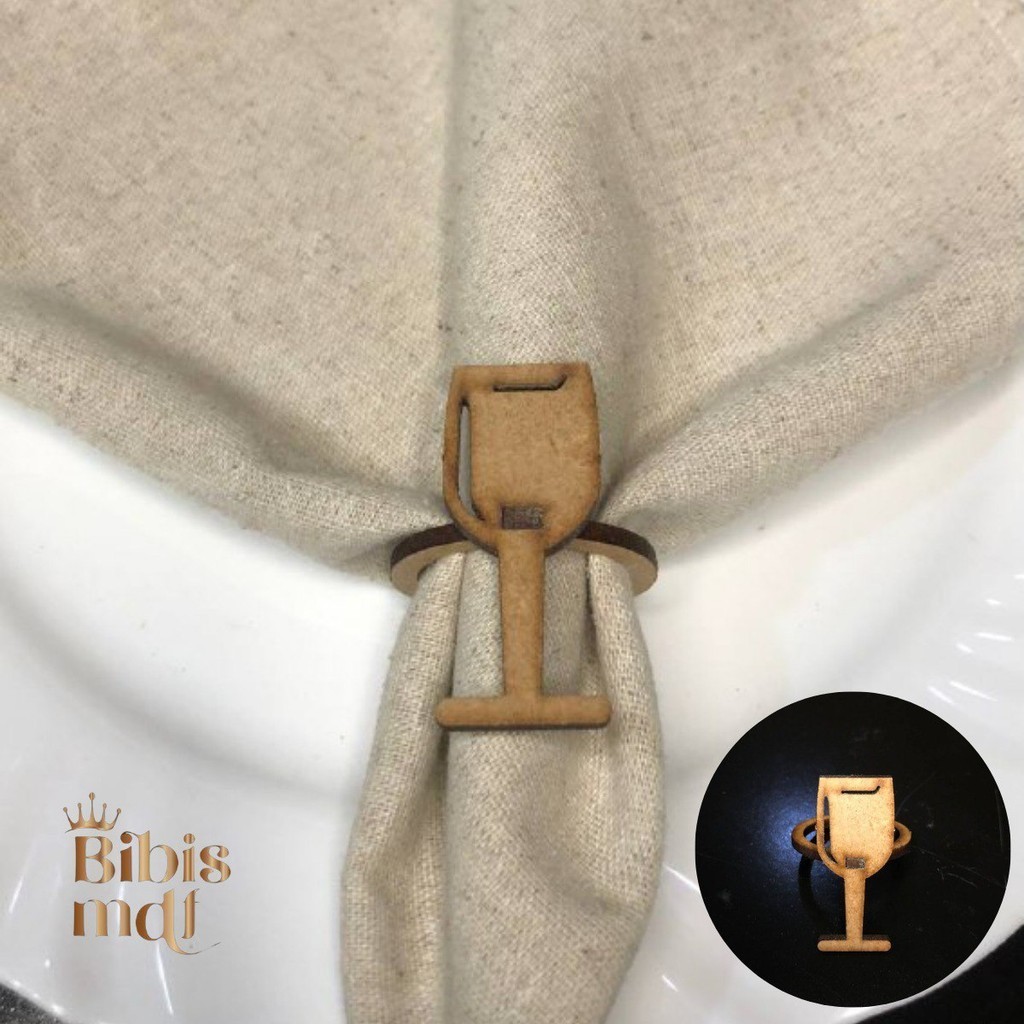 Anéis Porta Guardanapo de MDF - Taça Vinho (Kit com 4 unidades)