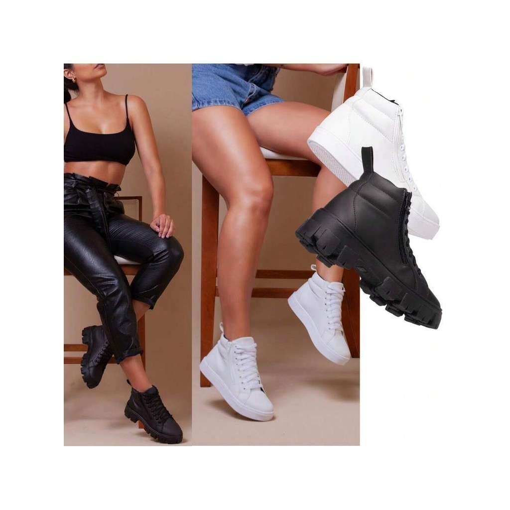 Kit Tenis Feminino, Um Par De Bota Feminina, Um Par De Tenis Feminino Cano Alto. Botas Da Moda.