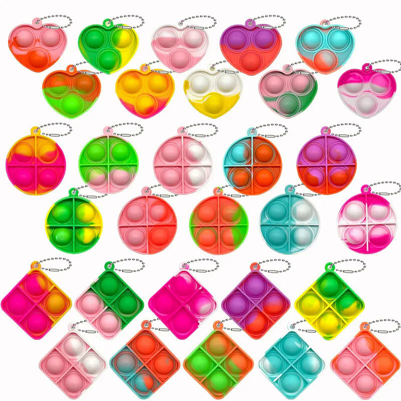 20Pcs Mini Pop Keychain Toddler Sensorial Fidget Brinquedos Bulk for Classroom Prêmios Kids Birthday Party Favors