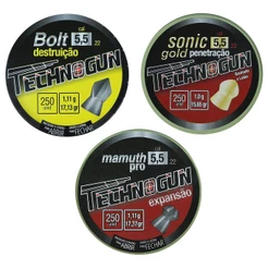 COMBO 03 CHUMBINHOS TECHNOGUN 5.5MM - BO LT DESTRUIÇÃO /SONIC GOLD /MAMUTH PRO