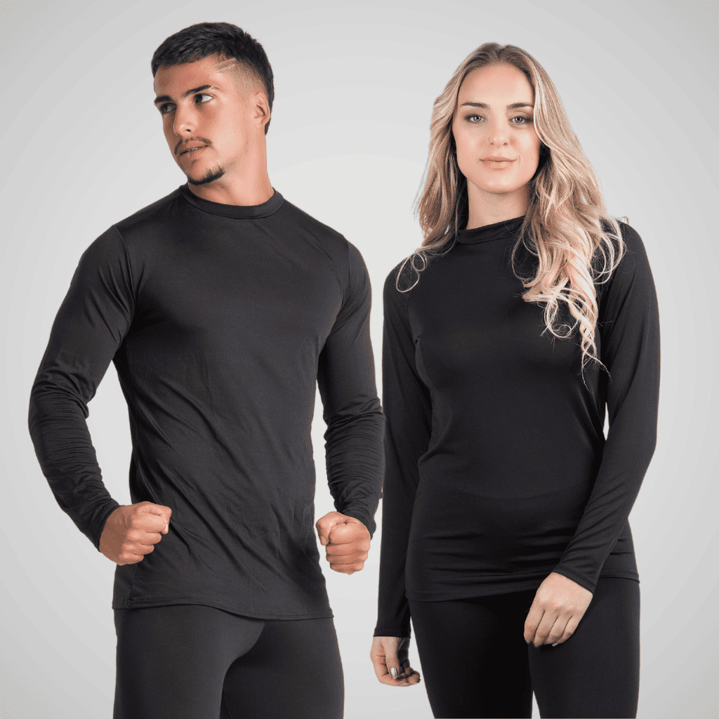 Promoção Kit 2 Camisas Térmicas Proteção Térmica Segunda Pele Unissex Roupa Íntima Confortável Manga Longa 333