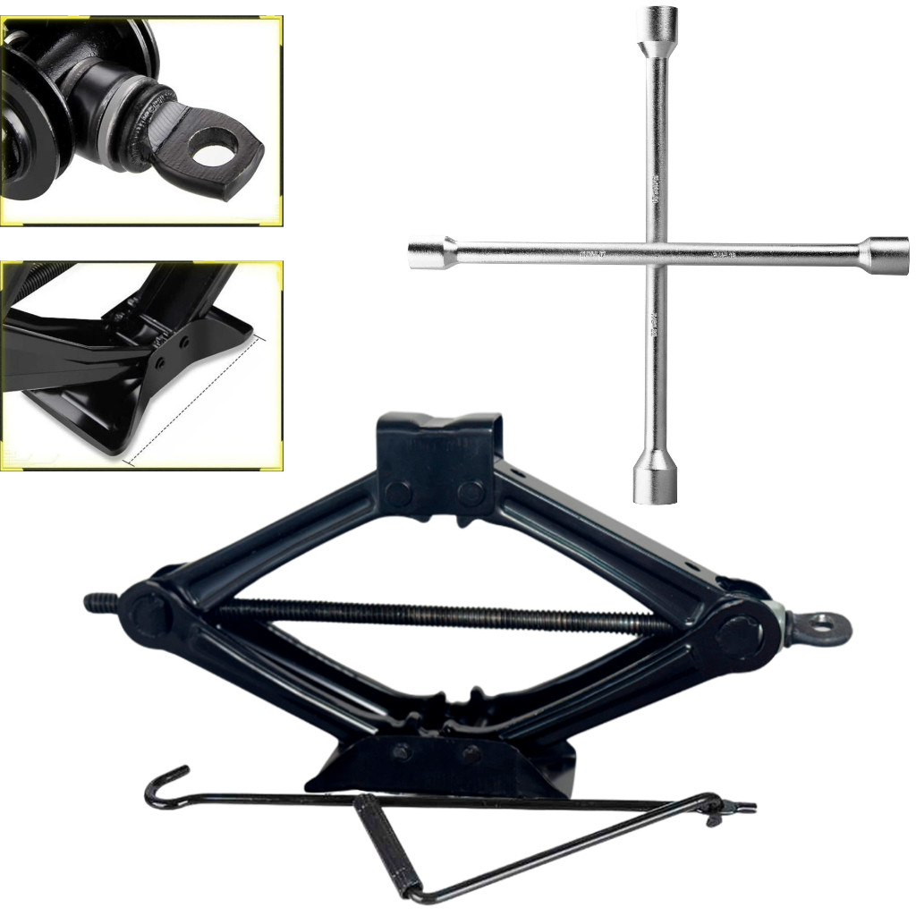 Macaco Mecânico Sanfona Universal 1.5T + Chave De Roda Cruz Em Aço Para Carros Passeio Automotivo Reforçado 1500 Kg em Oferta na Shopee
