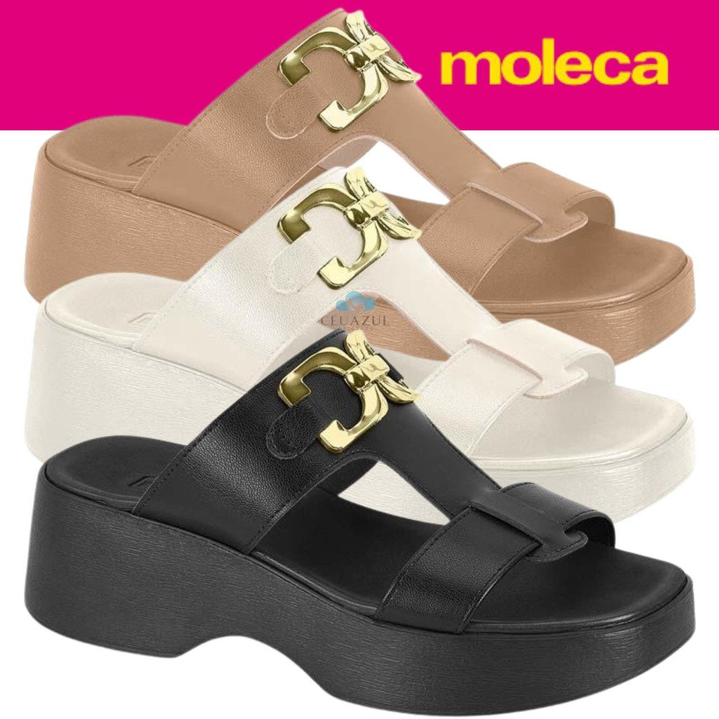 Tamanco Feminino Moleca Leve Aplicação Dourada Flatform Conforto Estilo