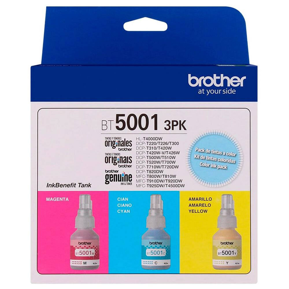Kit garrafa de tinta Brother InkTank BT5001-3PK Cores com 3 unidades - Computers & Accessories