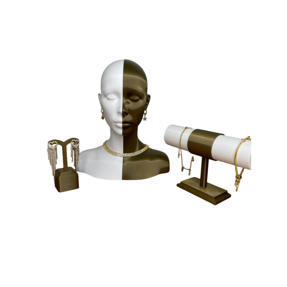 Kit Busto Expositor de Joias Faces Dual Glamour - Com Imã - Expositor de joias - 24cm Altura x 22cm de Largura