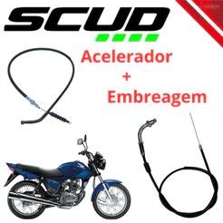 Cabo de Acelerador + Cabo Embreagem Titan 150 2004-2008 Original Scud