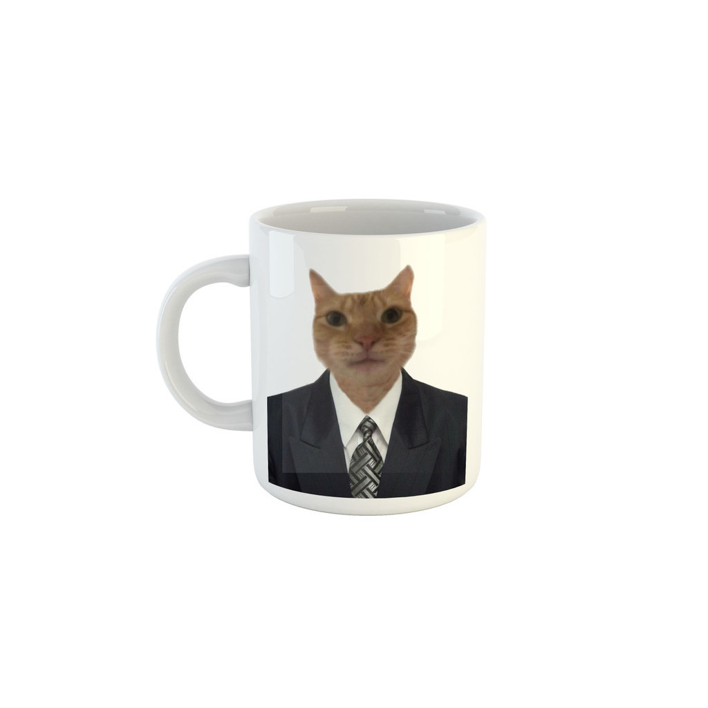 Caneca Gato Empresário de terno em Oferta na Shopee