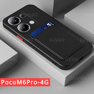 Para Xiaomi Poco M6 Pro M6Pro M6Pro 4G 2024 Caixa Do Telefone Cores Doce PocoM6Pro PocoM6 Câmera De Cartão Macio À Prova De Choque Lente Matte Carteira De Silicone Porta-Pára-Choques TPU Capa Traseira De Pele