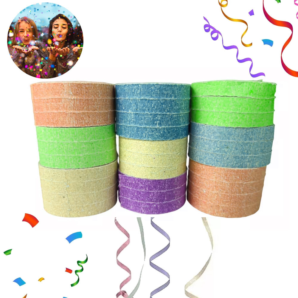 Kit Rolos Serpentina Confetes Carnaval Festa Folia Para Bloco Colorido