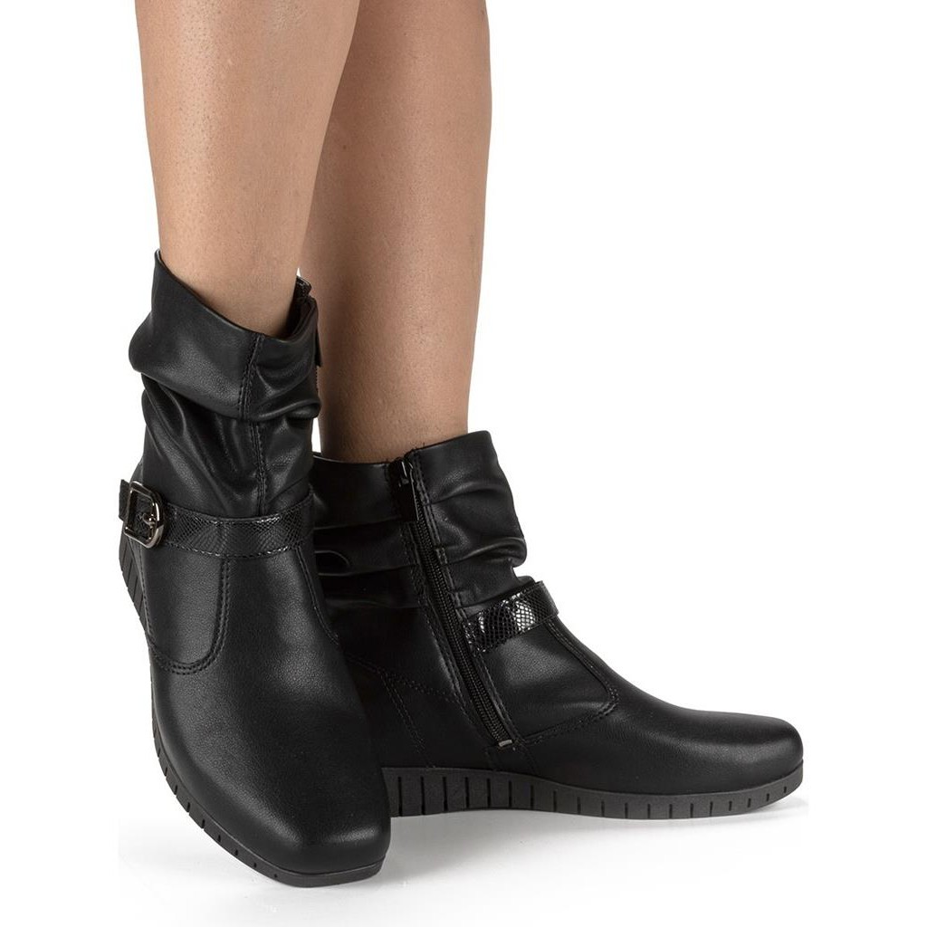 Bota Feminina Campesi Cano Curto Anabela Conforto salto Baixo - Grupo Dakota black friday moda 2025