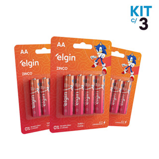Kit 12 Pilhas AA Zinco 3 Cartelas c/4 Elgin