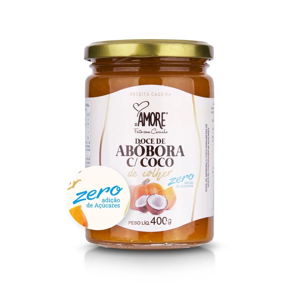 Doce de Abóbora c/ Coco Zero Açúcar RB Amore 400g sabor máximo