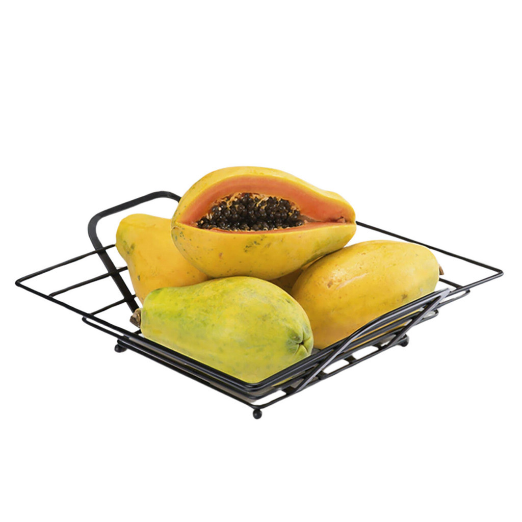 Fruteira de Mesa Cesta de Frutas Aramada Preto Quadrada Cozinha Decorativa 28cm em Oferta na Shopee
