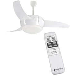 Ventilador de Teto Vórtice 3 Pás Branco Bivolt com Luz de Led 20W e Controle Remoto Ventisol - 14223