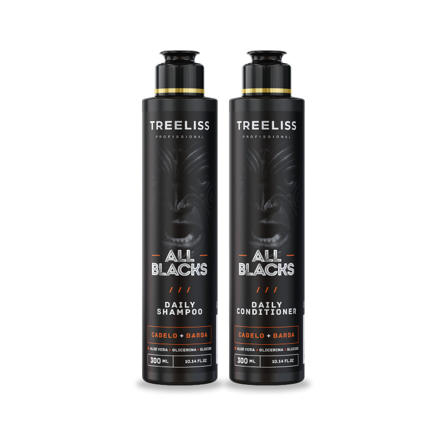 Kit Barba e Cabelo homens Shampoo e condicionador All Blacks