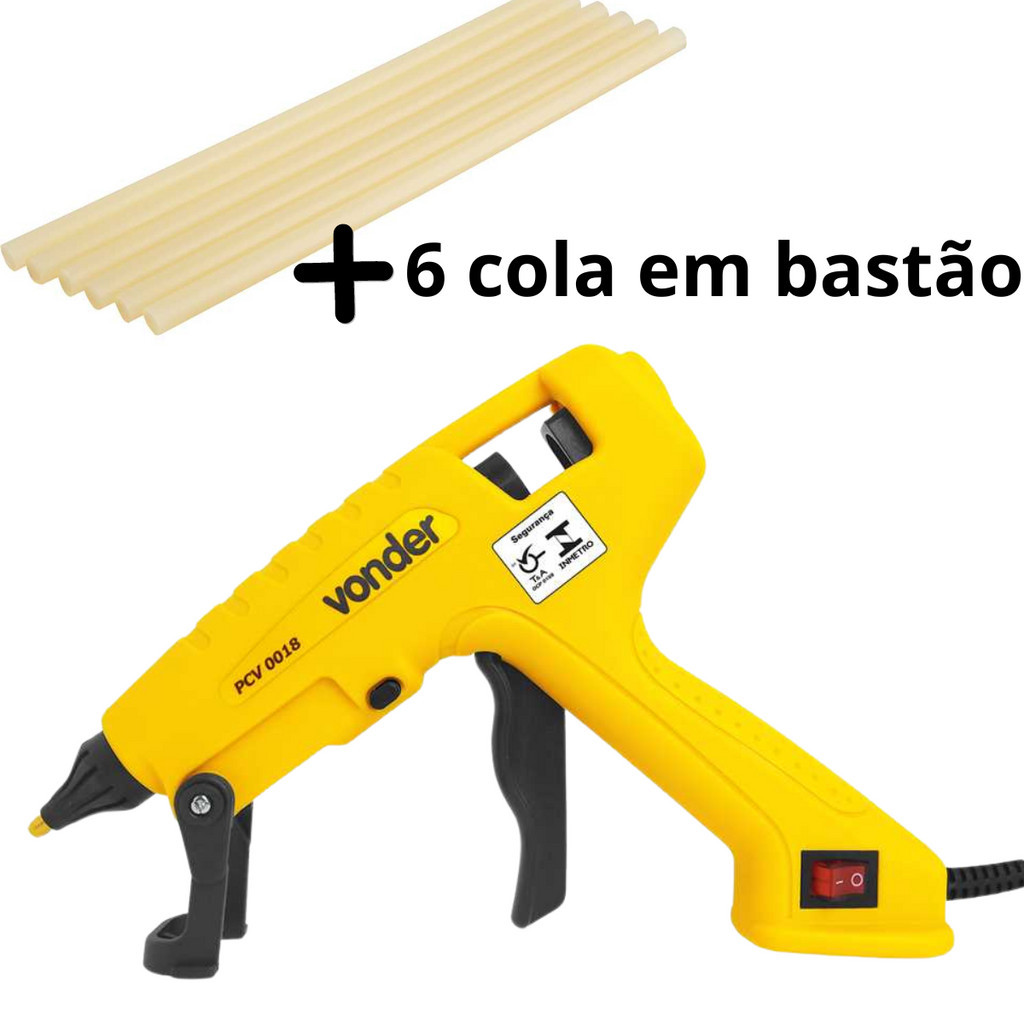 Kit Pistola De Cola Quente 12mm + 6 Bastão De Cola Para PCV018 Vonder