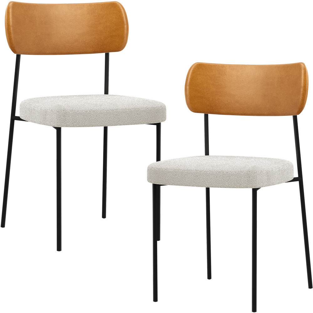 Kit 02 Cadeiras Estofadas Para Sala De Jantar Melina L02 Couríssimo Whisky Bouclê Creme - Lyam Decor em Oferta na Shopee