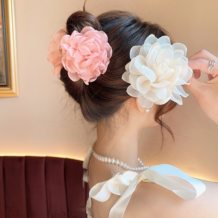 Grande E Linda Flor De Cabelo Clip Grips Hairpin Headwear Para Meninas Suaves Doces