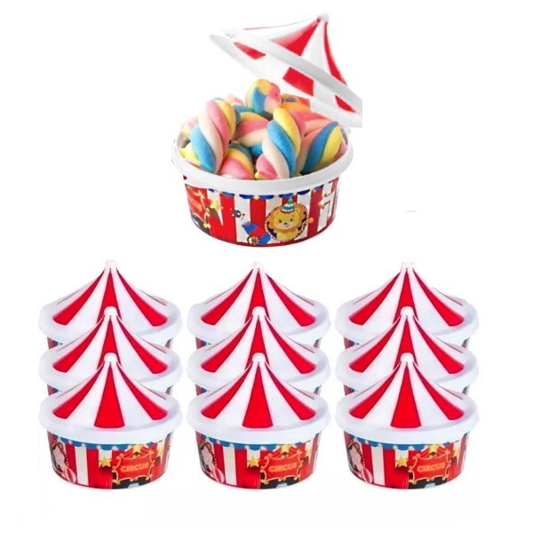 Kit com 10 Porta Mix Circo Pote de Doces Festas e Lembrancinhas em Oferta na Shopee