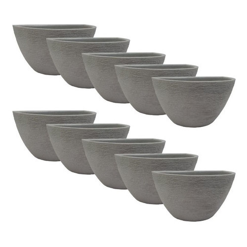 Kit 10 Vasos de Parede Cinza para Jardim Vertical 18x33