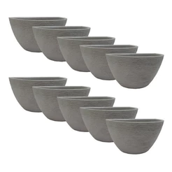 Kit 10 Vasos de Parede Cinza para Jardim Vertical 18x33