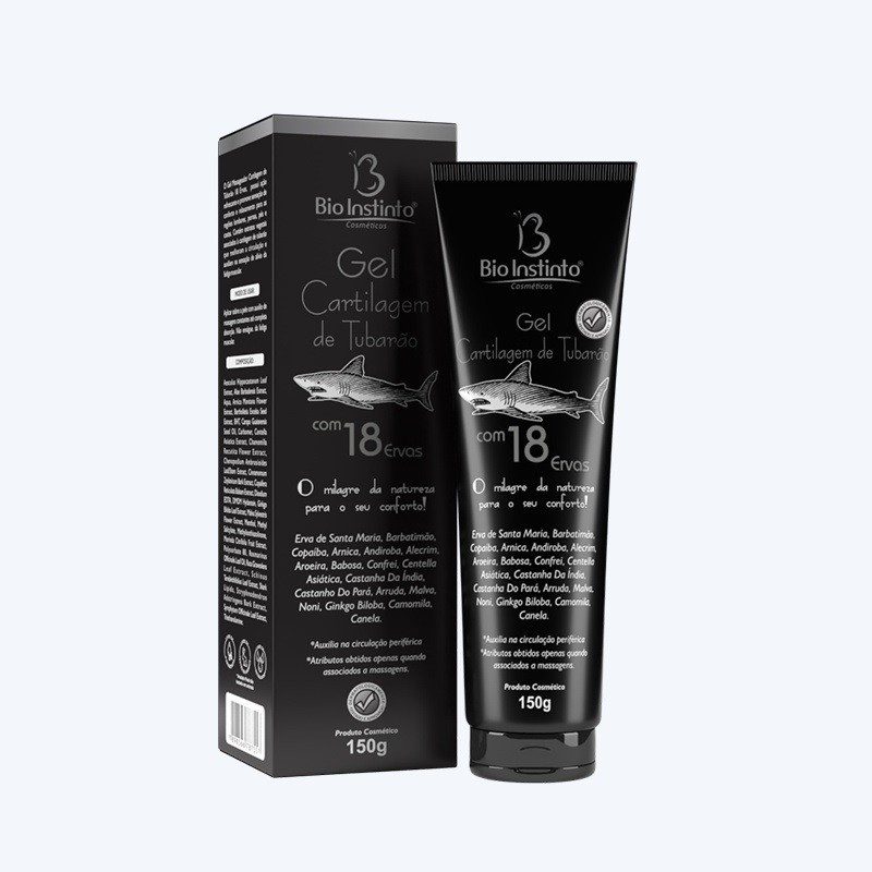 Gel Desodorante Massageador Cartilagem de Tubarão 18 Ervas Bio Instinto 150g