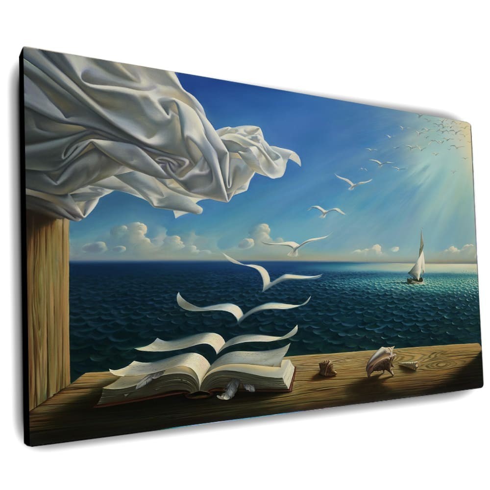 Quadro decorativo. Salvador Dali: As ondas livro veleiro.