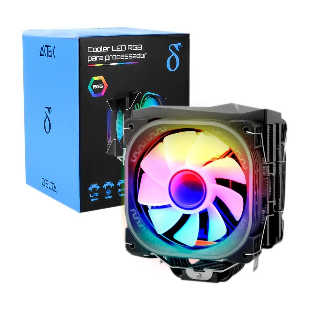 Fan Cooler Led RGB CPU Ventoinha para Processador Intel AMD Super Silencioso Resfriamento Potente