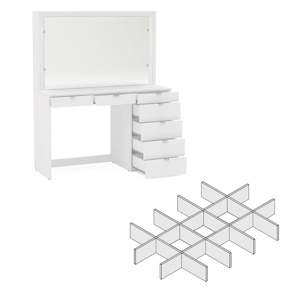 Penteadeira Ditália 7 Gavetas 2divisórias Br Kit Luz Camarim em Oferta na Shopee