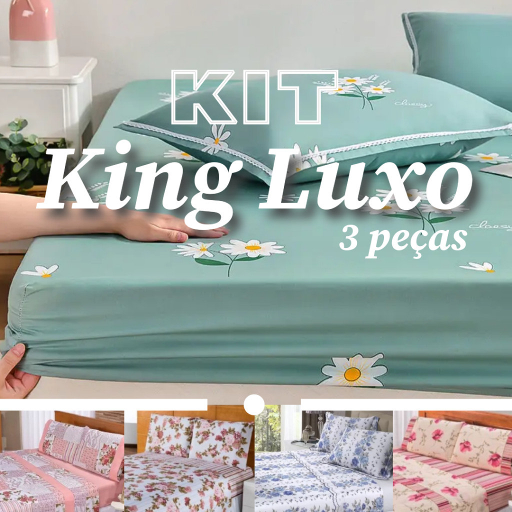 Kit Jogo de Lençol King Antialérgico 3 Peças