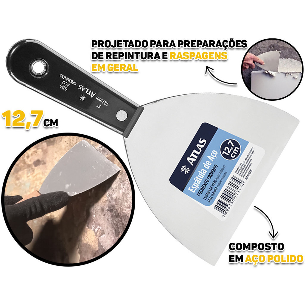 Espátula De Aço Polido Profissional Para Raspagens Gesso Massa Corrida Drywall Obra - Home & Living