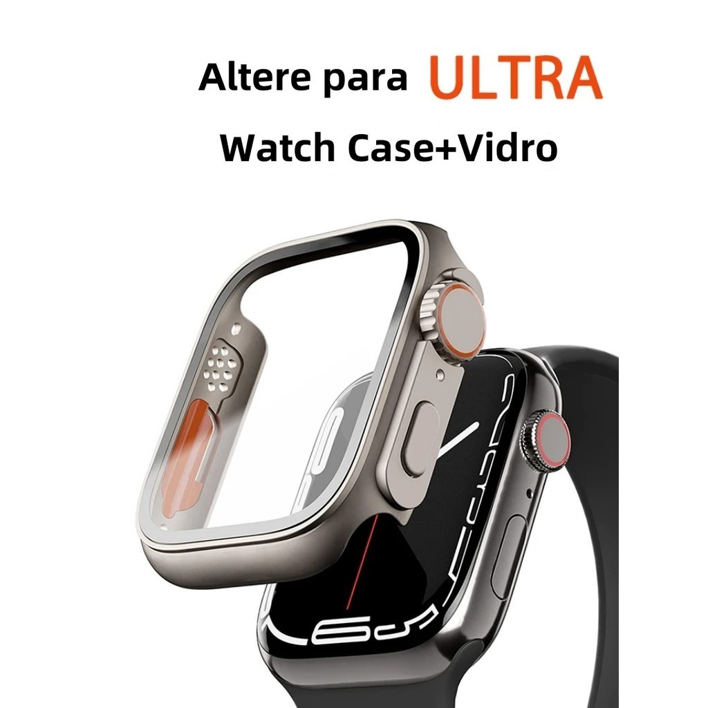 Case Para Apple Watch 44mm 45mm 41mm 40mm 42mm S10 46mm Protetor De Tela Troca De Tampa Ultra Bumper Capinha Capa - detalhe