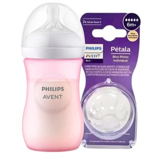 Kit Mamadeira Pétala 260ml Rosa + 2 Bicos Nº5 6m+ 3.0 em Oferta na Shopee
