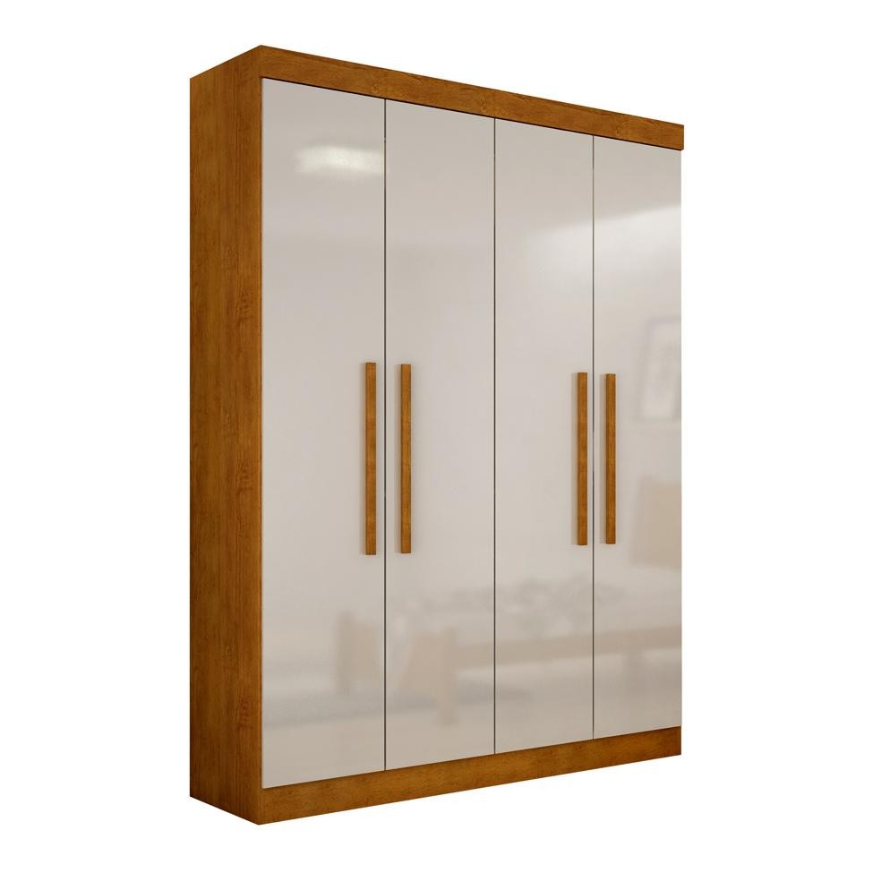 Guarda-Roupa Solteiro Malibu 4 PT Imbuia e Off White em Oferta na Shopee