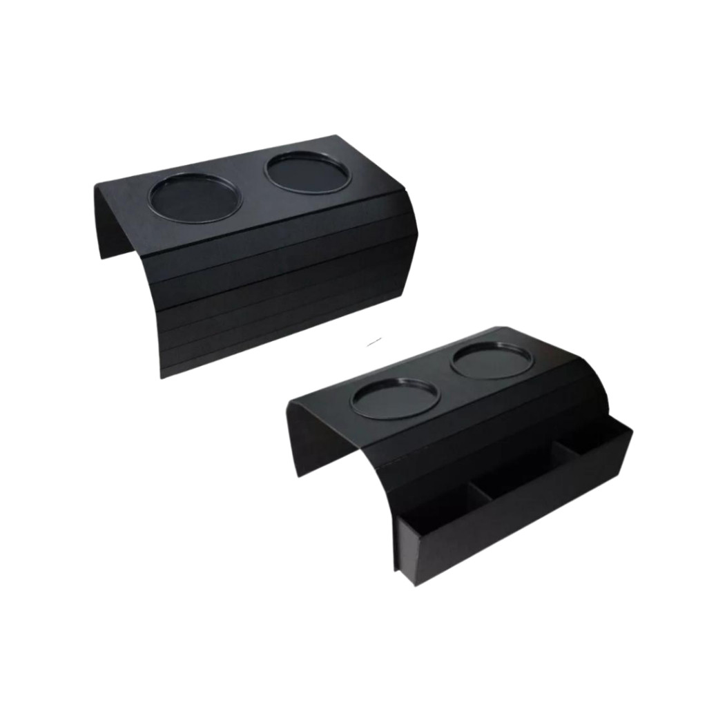 Kit 2 Bandeja Porta Copo e Porta Controle Esteira Para Braço de Sofá Preto