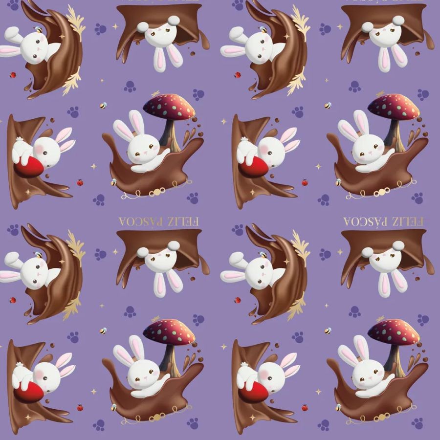 Folha para Ovos de Páscoa Contos de Páscoa Lilas 69x89cm - 5 unidades - Cromus - Rizzo