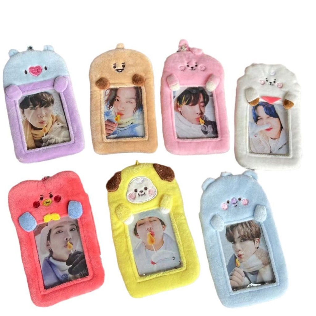 Porta-cartões de pelúcia Bts Coreia BT21 Polaroid Aidou Photocard Display Pingente Campus Card Storage