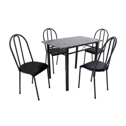 Conjunto de Mesa com 4 Cadeiras Genebra Preto