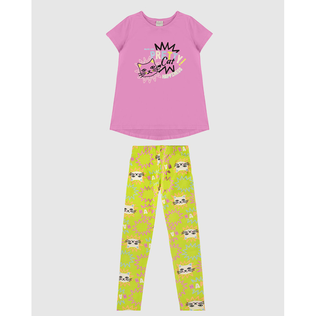 Conjunto Infantil Menina Blusa Pretty Cat E Legging Estampada Malwee Kids em Oferta na Shopee